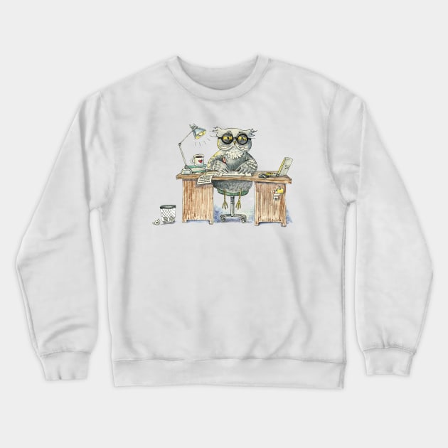 Workaholic owl Crewneck Sweatshirt by Redilion